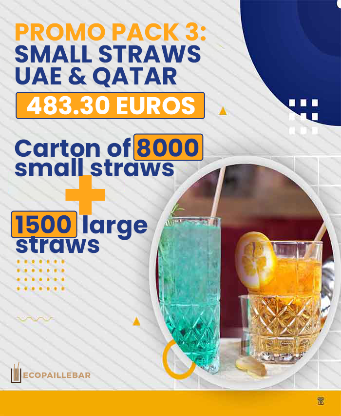 PACK 3: SMALL STRAWS UAE & QATAR - 483.30 EUROS Carton of 8000 small straws + 1500 large straws