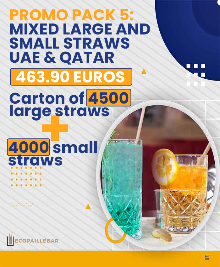 PACK 5: MIXED LARGE AND SMALL STRAWS UAE & QATAR - 463.90 EUROS Carton of 4500 large straws + 4000 small straws